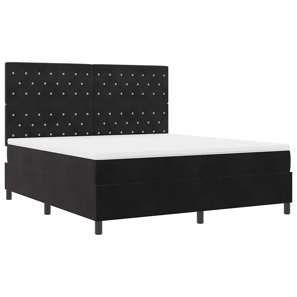 Box spring seng med madras Sort 180 x 200 cm Fløjl