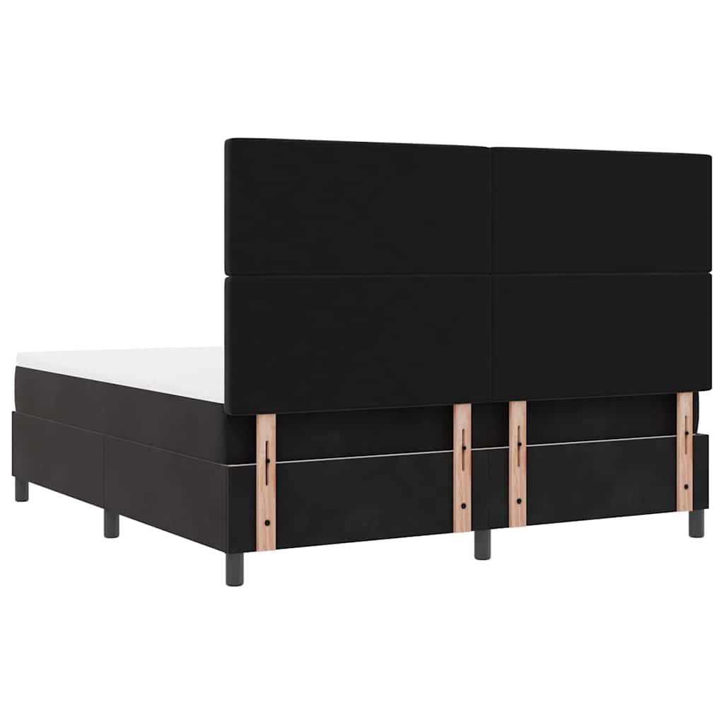 Box spring seng med madras Sort 180 x 200 cm Fløjl
