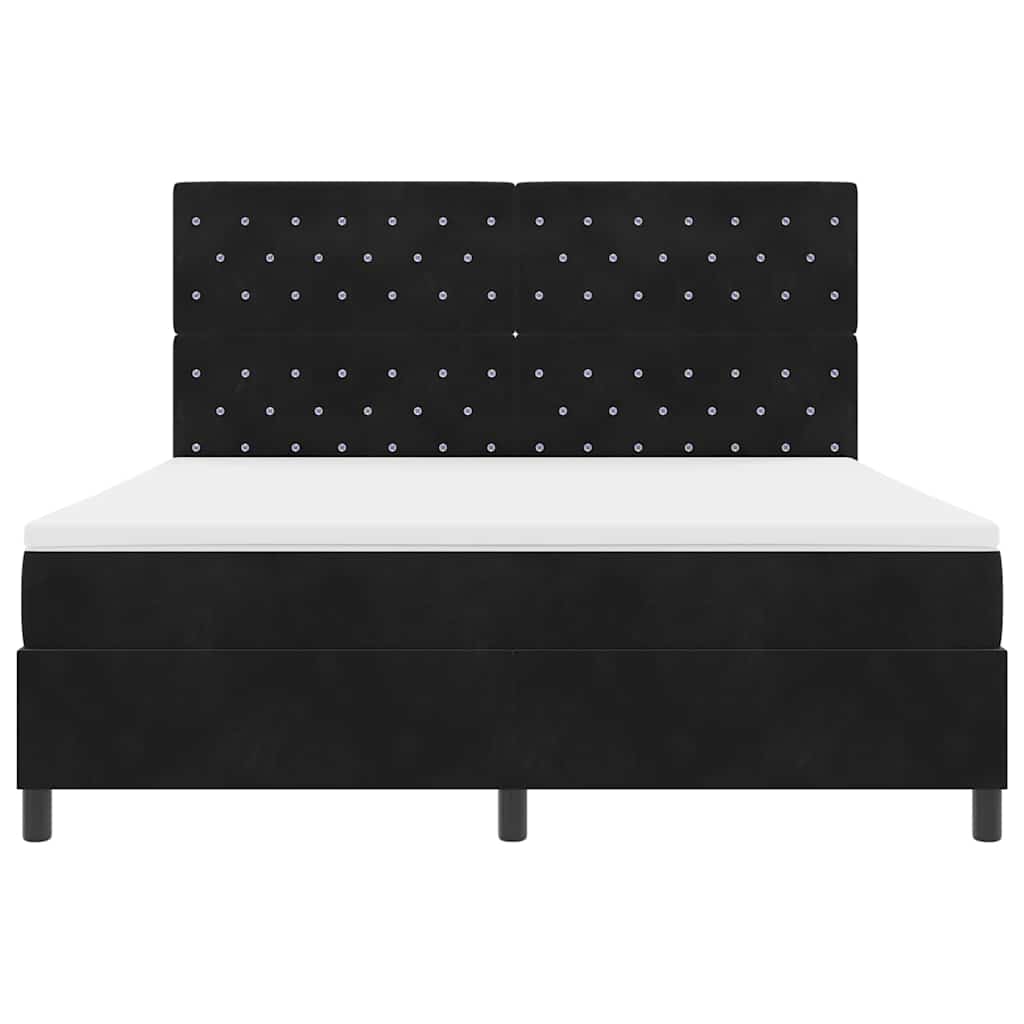 Box spring seng med madras Sort 180 x 200 cm Fløjl