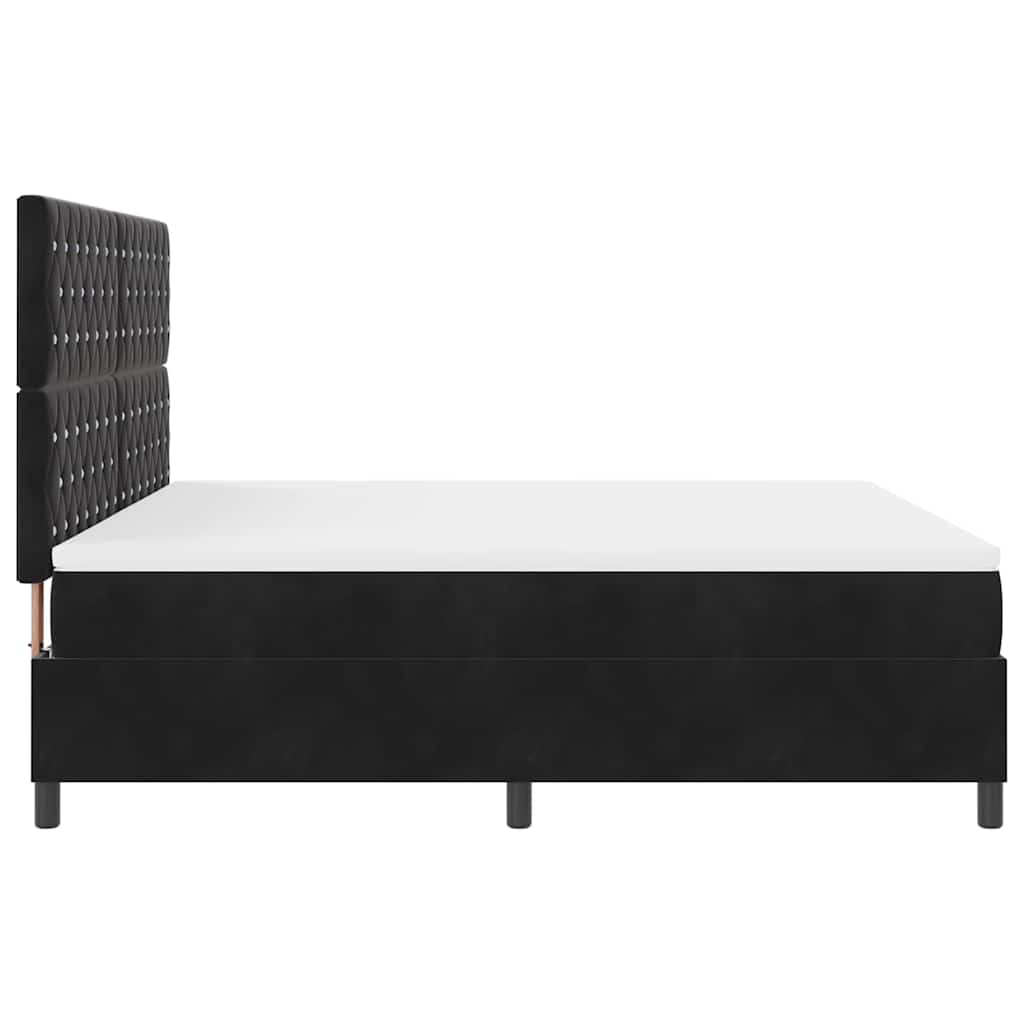 Box spring seng med madras Sort 180 x 200 cm Fløjl