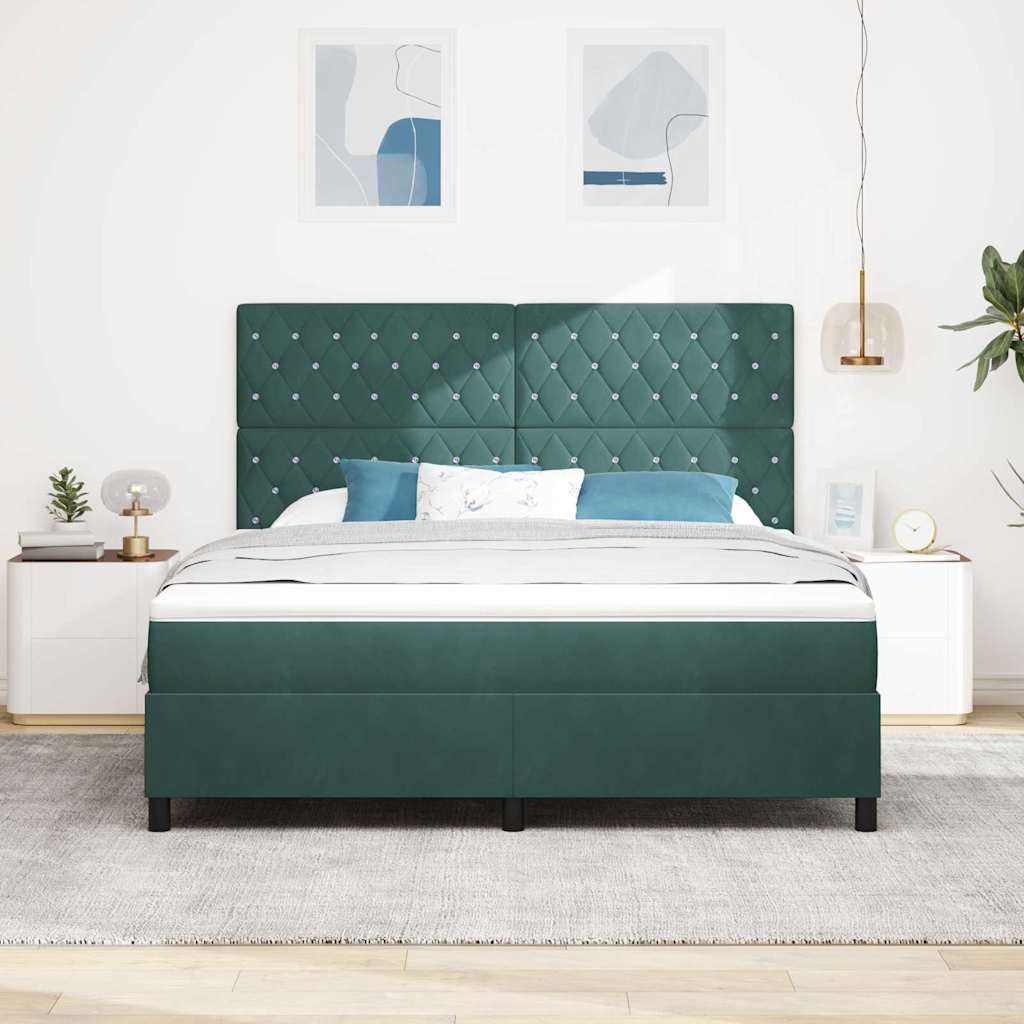 Box spring seng med madras Mørkegrøn 180 x 200 cm Fløjl