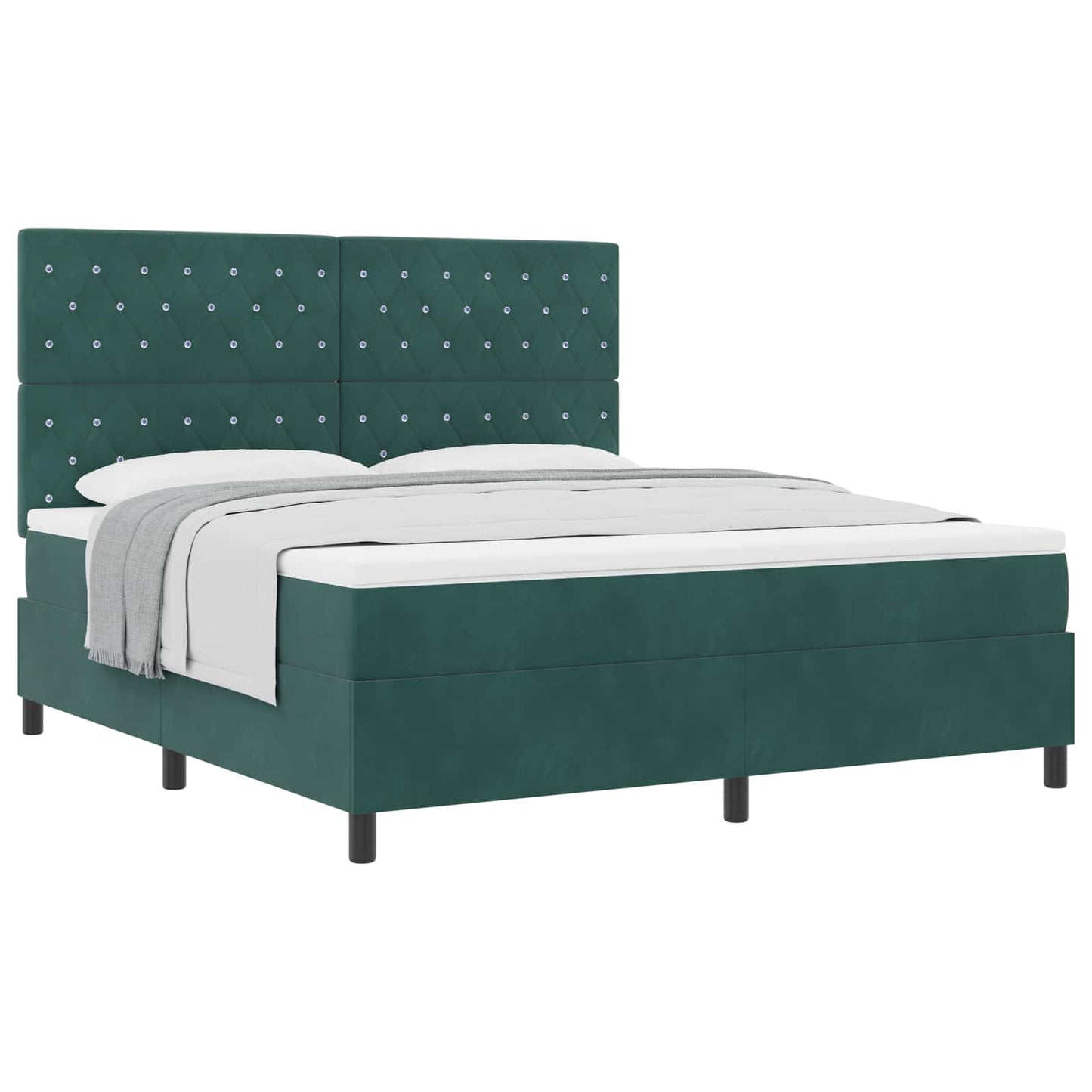 Box spring seng med madras Mørkegrøn 180 x 200 cm Fløjl