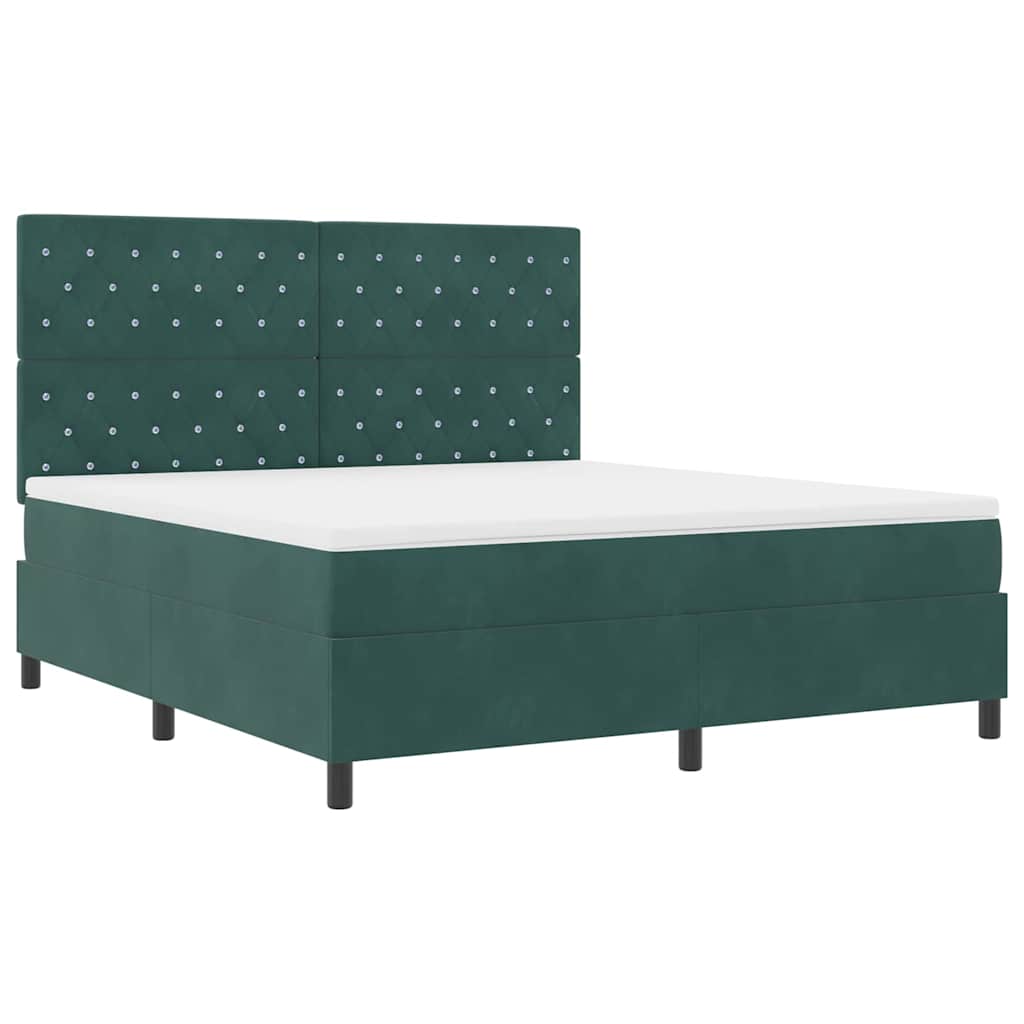 Box spring seng med madras Mørkegrøn 180 x 200 cm Fløjl