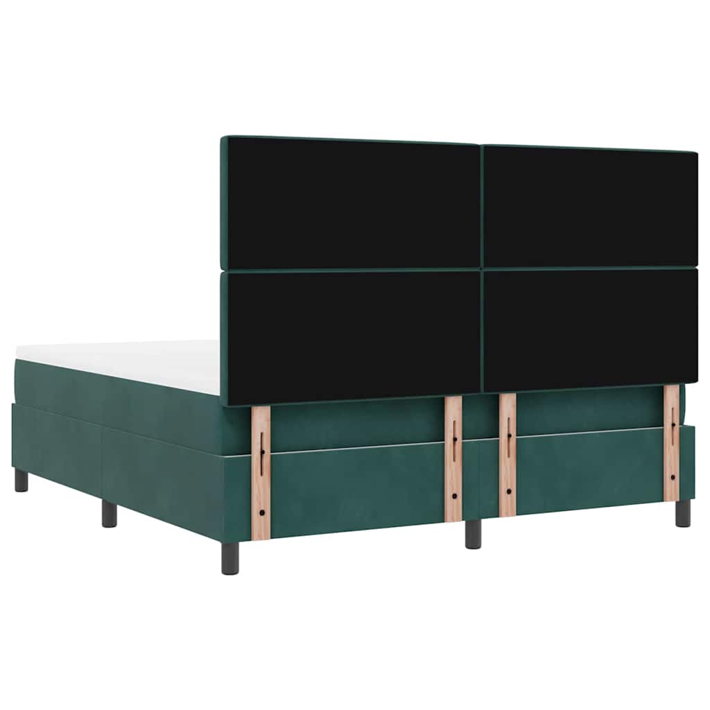 Box spring seng med madras Mørkegrøn 180 x 200 cm Fløjl
