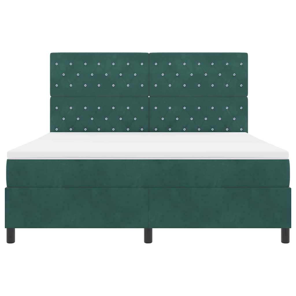 Box spring seng med madras Mørkegrøn 180 x 200 cm Fløjl