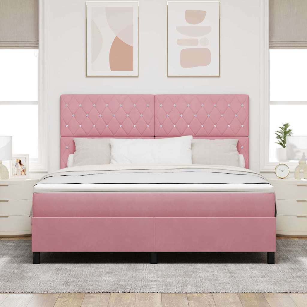 Box spring seng med madras Lyserød 180 x 200 cm Fløjl