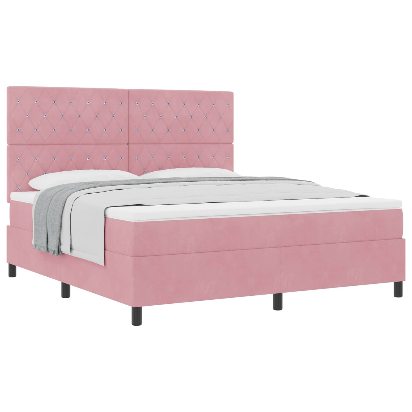 Box spring seng med madras Lyserød 180 x 200 cm Fløjl