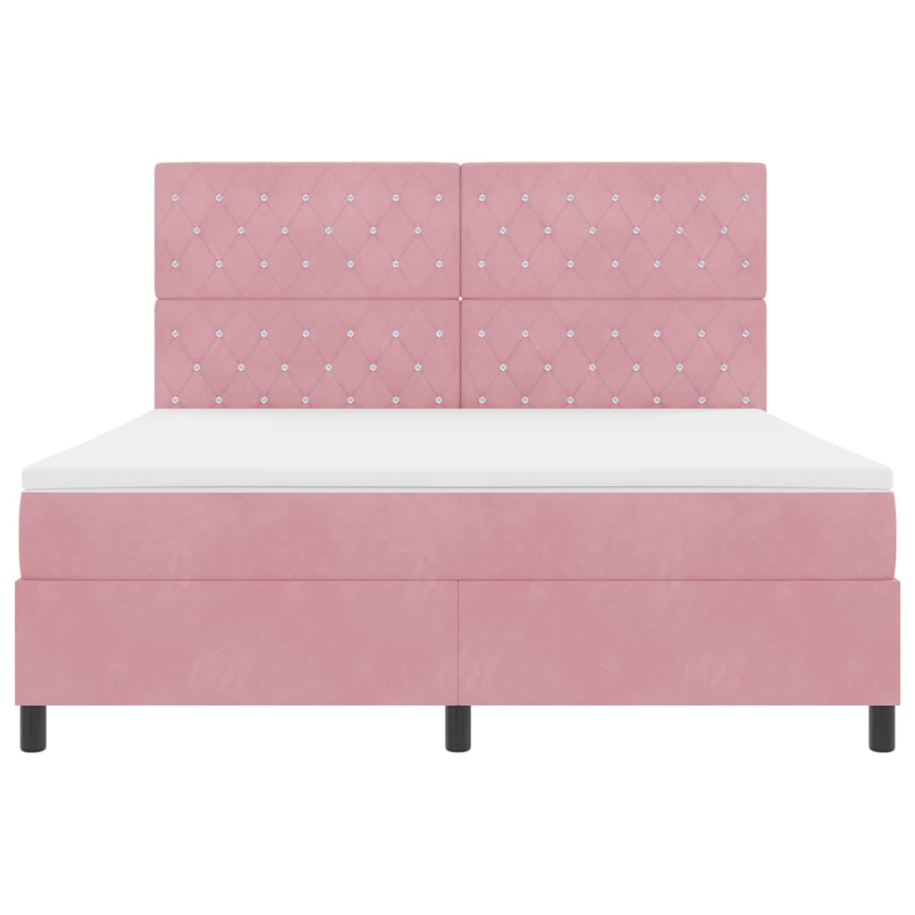 Box spring seng med madras Lyserød 180 x 200 cm Fløjl