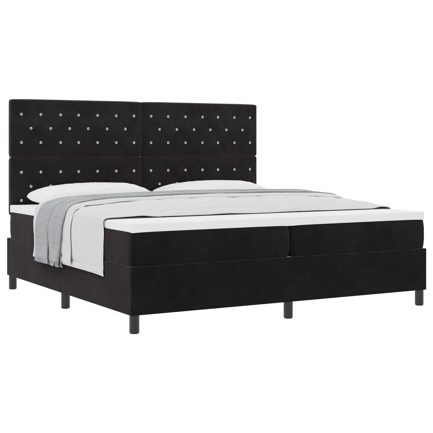 Box spring seng med madras Sort 200 x 200 cm Fløjl