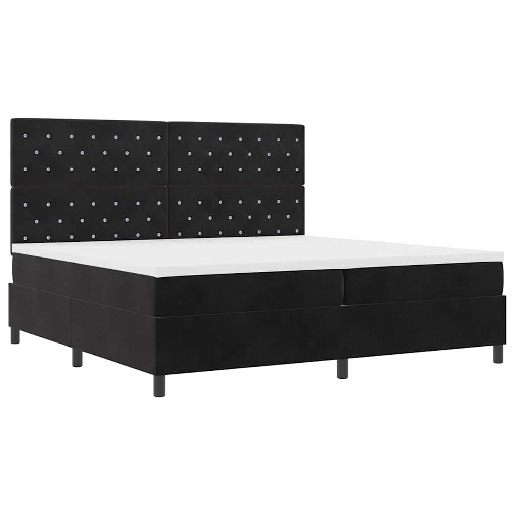 Box spring seng med madras Sort 200 x 200 cm Fløjl