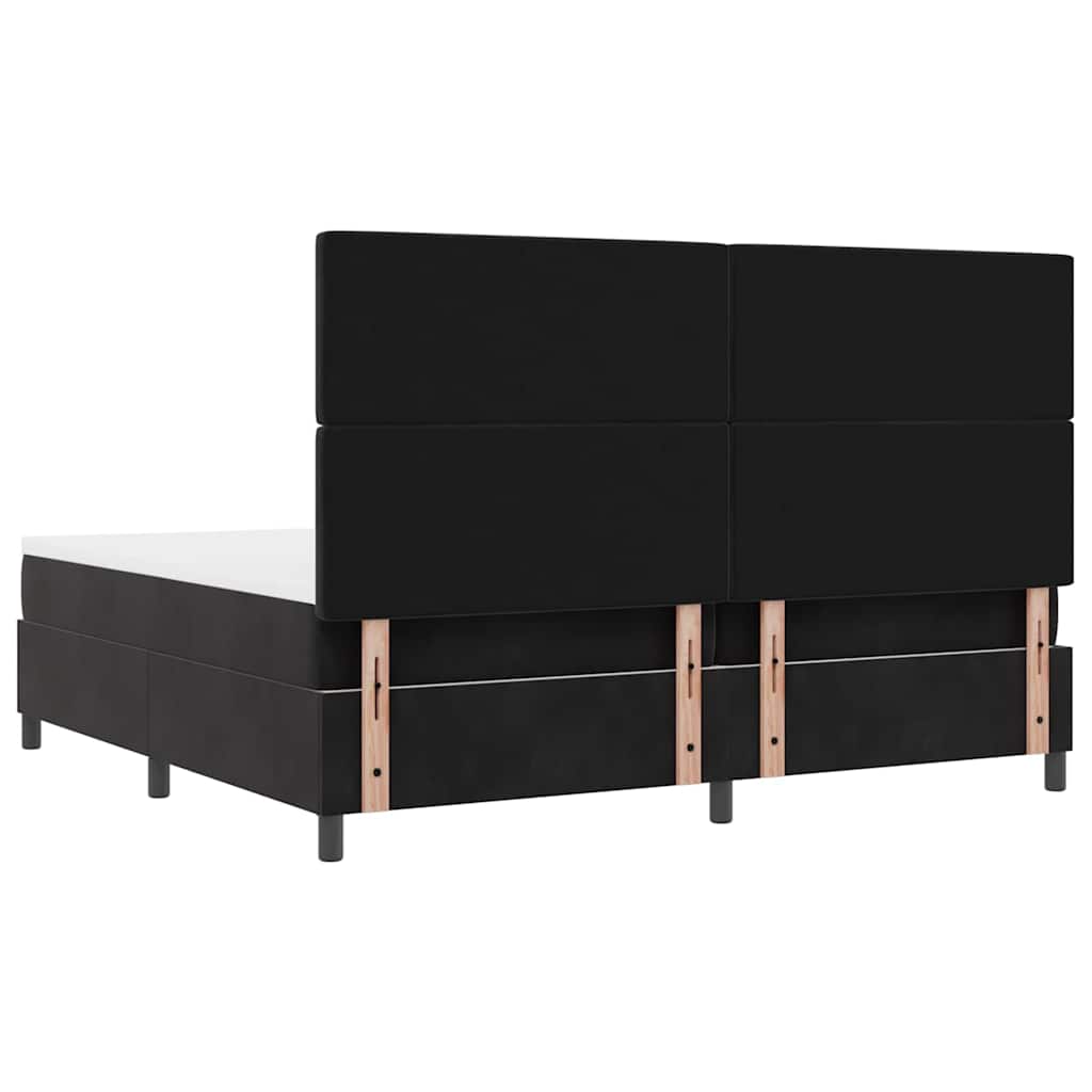 Box spring seng med madras Sort 200 x 200 cm Fløjl