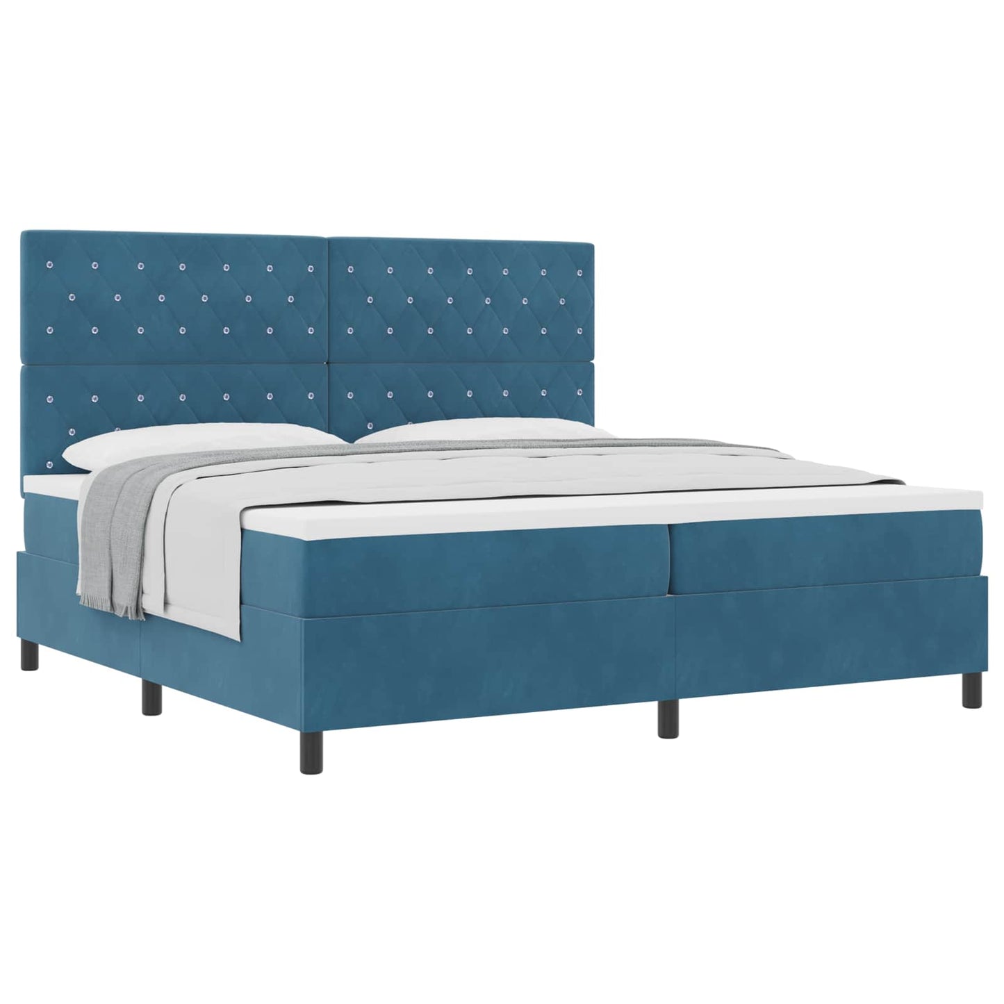 Box spring seng med madras Mørk blå 200 x 200 cm Fløjl