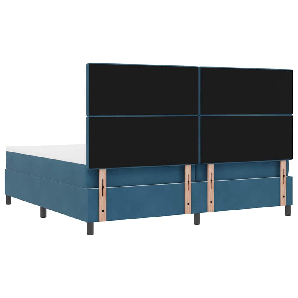 Box spring seng med madras Mørk blå 200 x 200 cm Fløjl