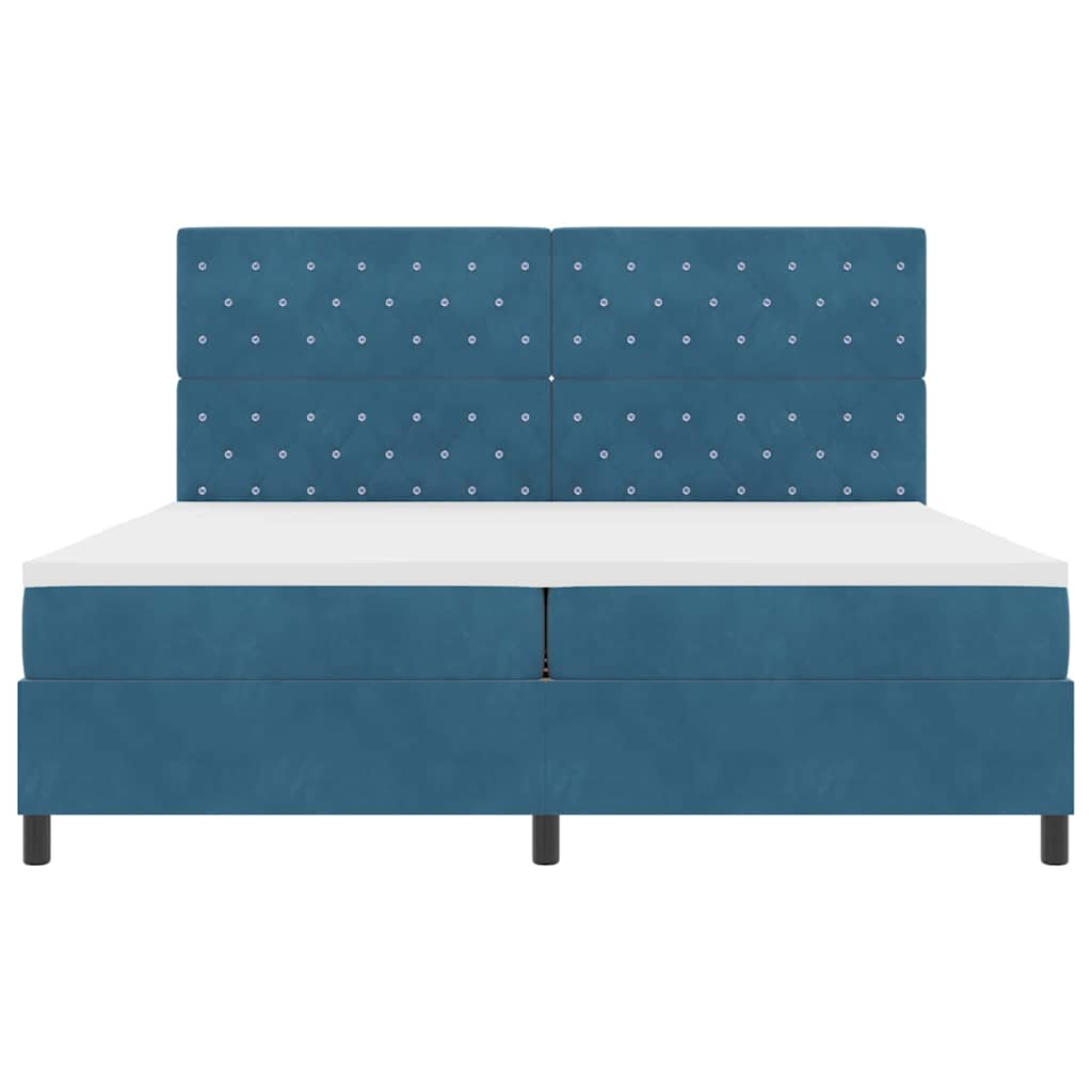 Box spring seng med madras Mørk blå 200 x 200 cm Fløjl