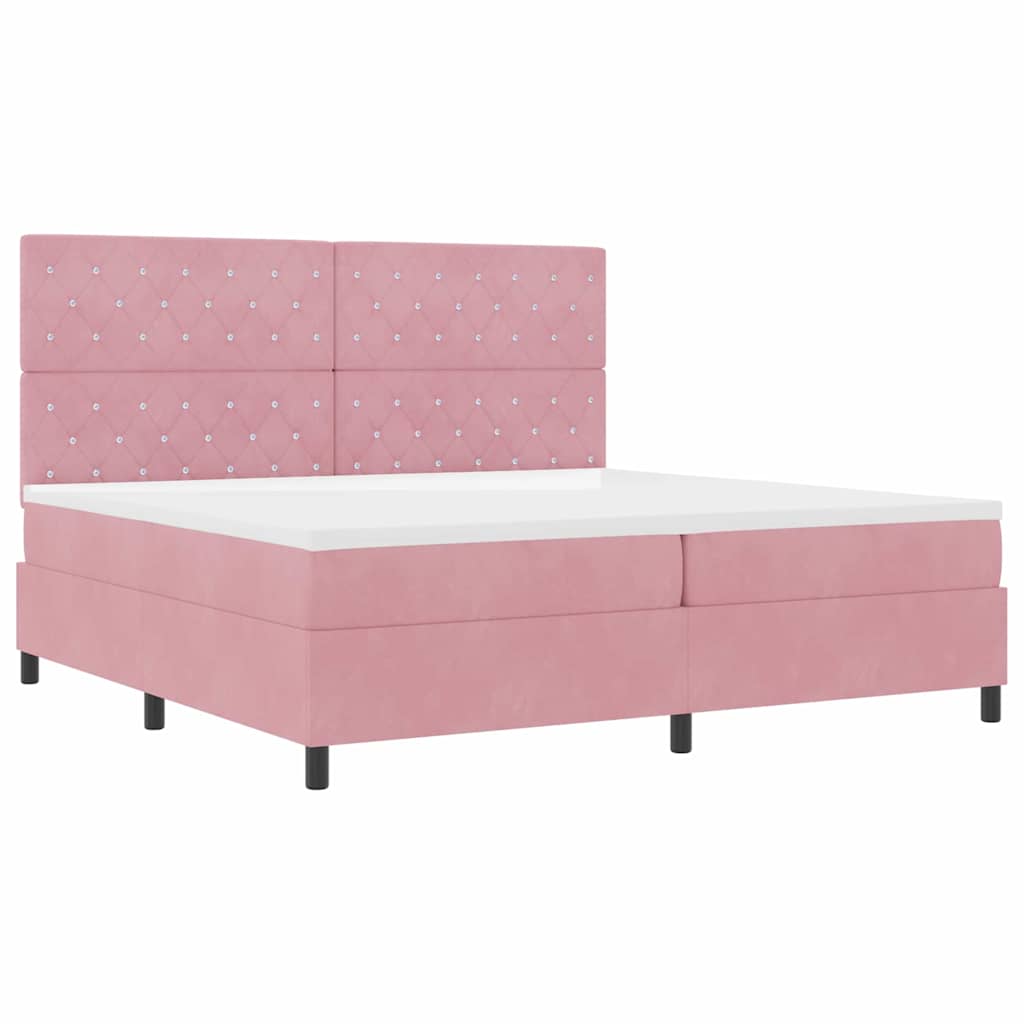 Box spring seng med hovedgærde Lyserød 200 x 200 cm Fløjl