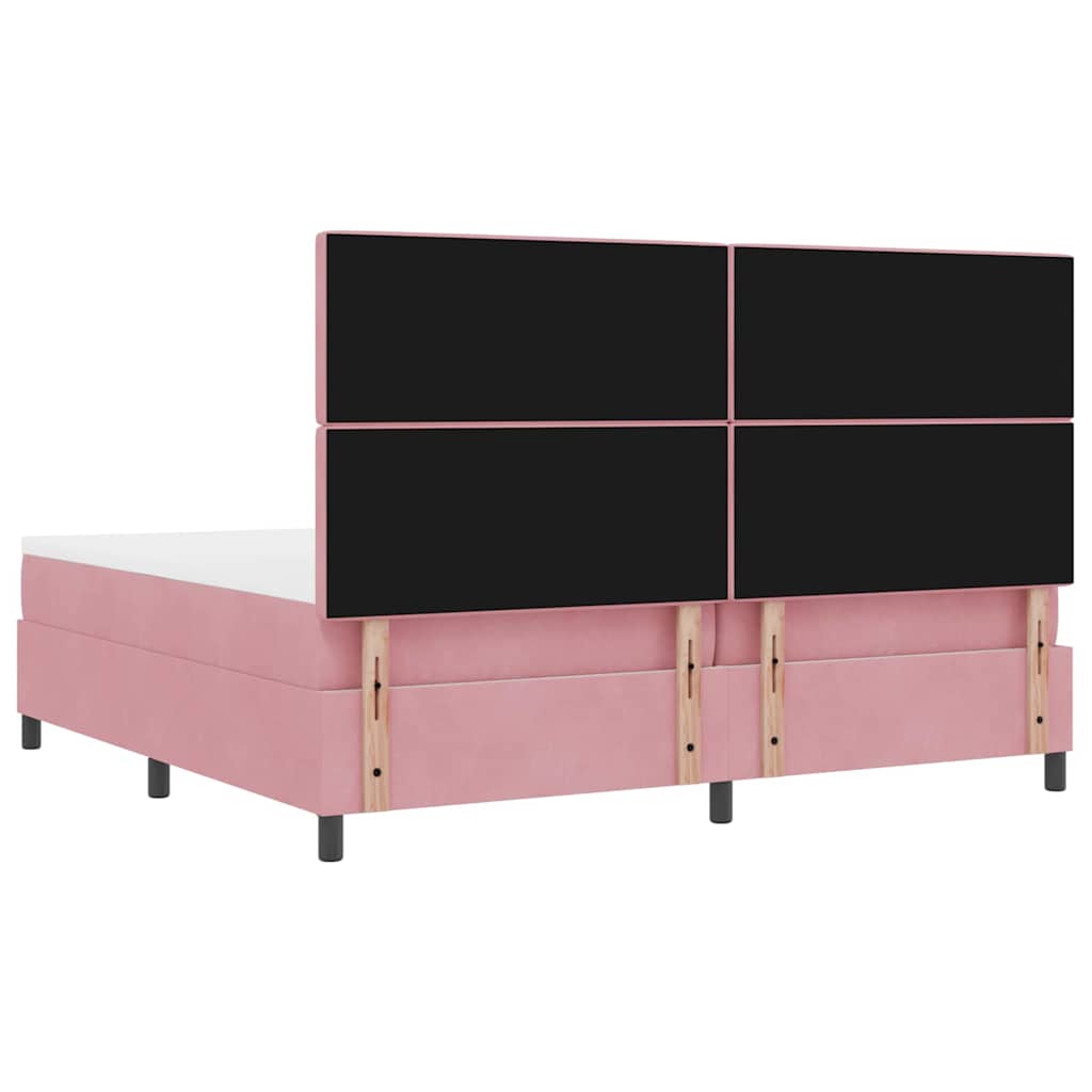 Box spring seng med hovedgærde Lyserød 200 x 200 cm Fløjl