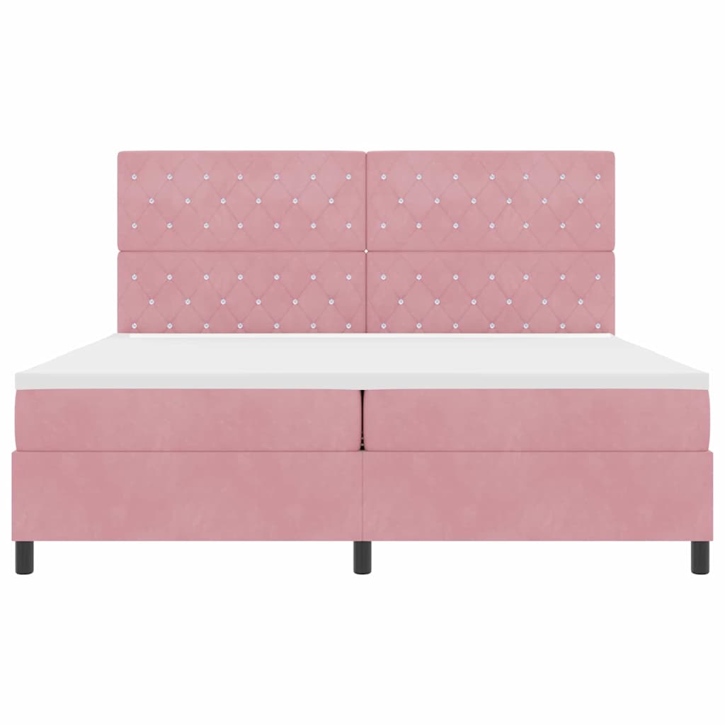 Box spring seng med hovedgærde Lyserød 200 x 200 cm Fløjl