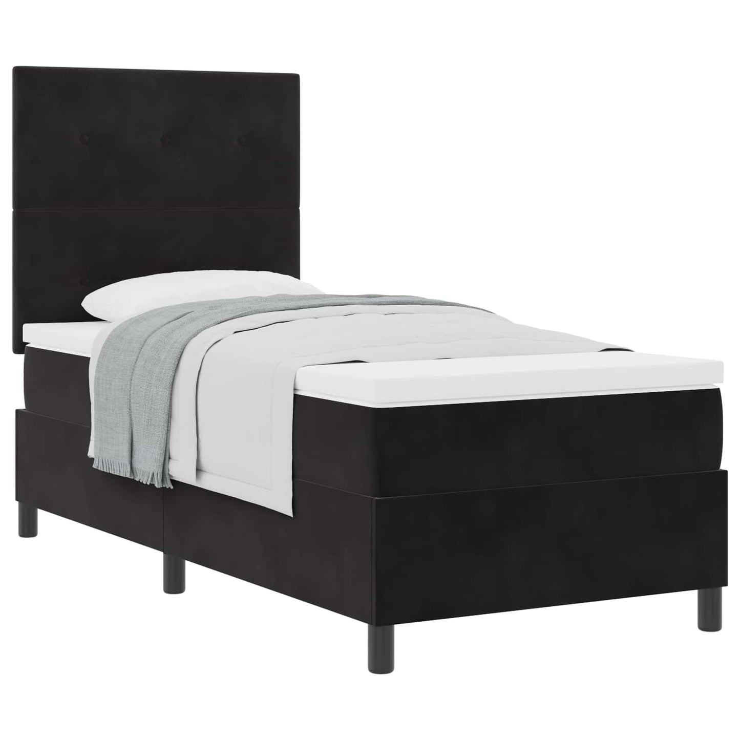 Box spring seng med hovedgærde Sort 80 x 200 cm Fløjl