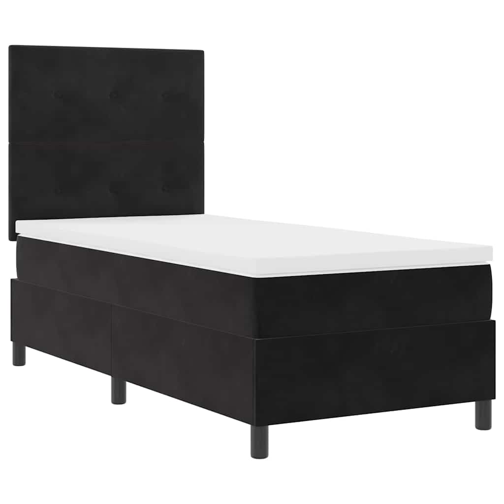 Box spring seng med hovedgærde Sort 80 x 200 cm Fløjl