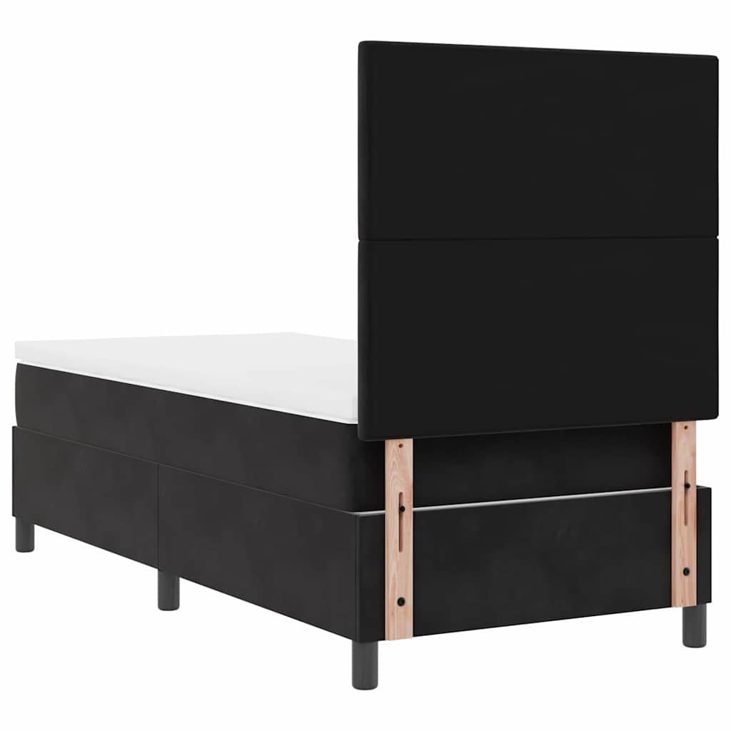 Box spring seng med hovedgærde Sort 80 x 200 cm Fløjl
