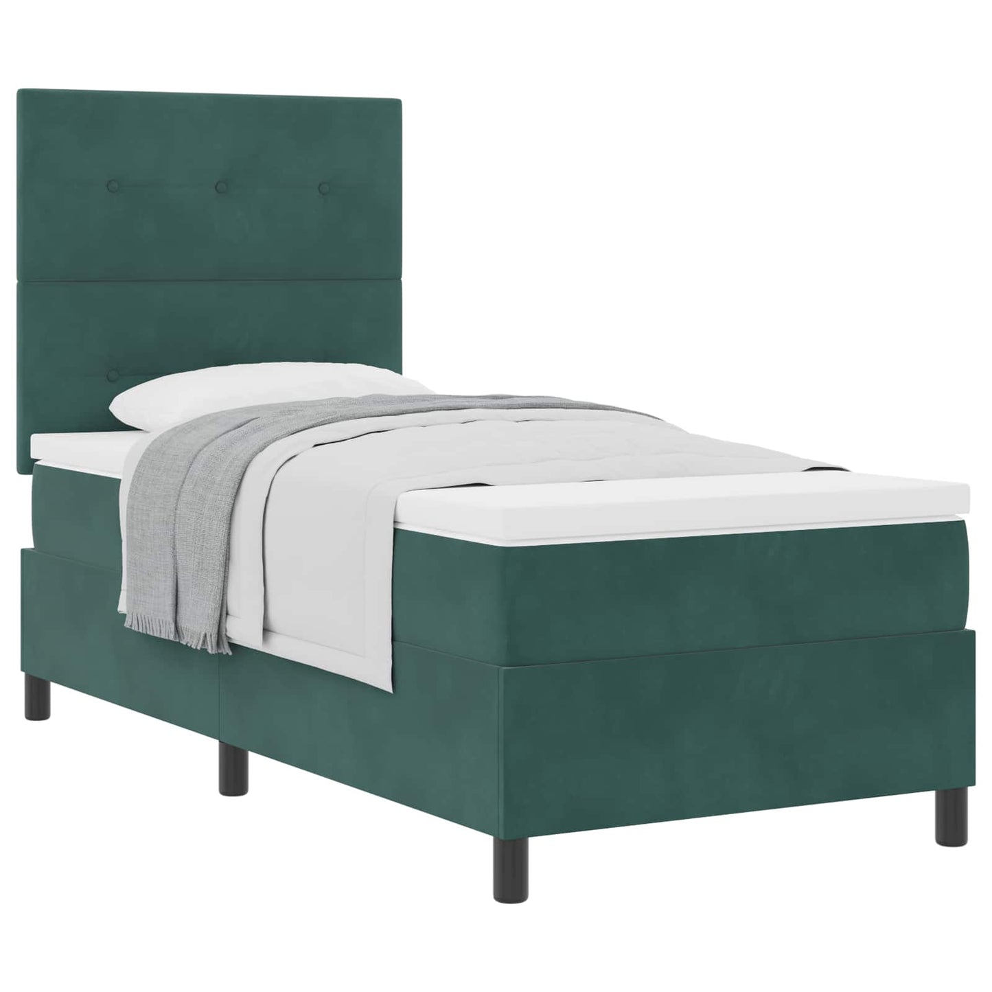 Box spring seng med hovedgærde Mørkegrøn 80 x 200 cm Fløjl