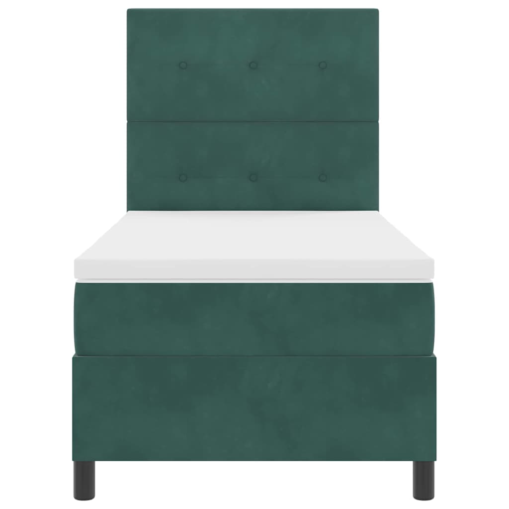 Box spring seng med hovedgærde Mørkegrøn 80 x 200 cm Fløjl