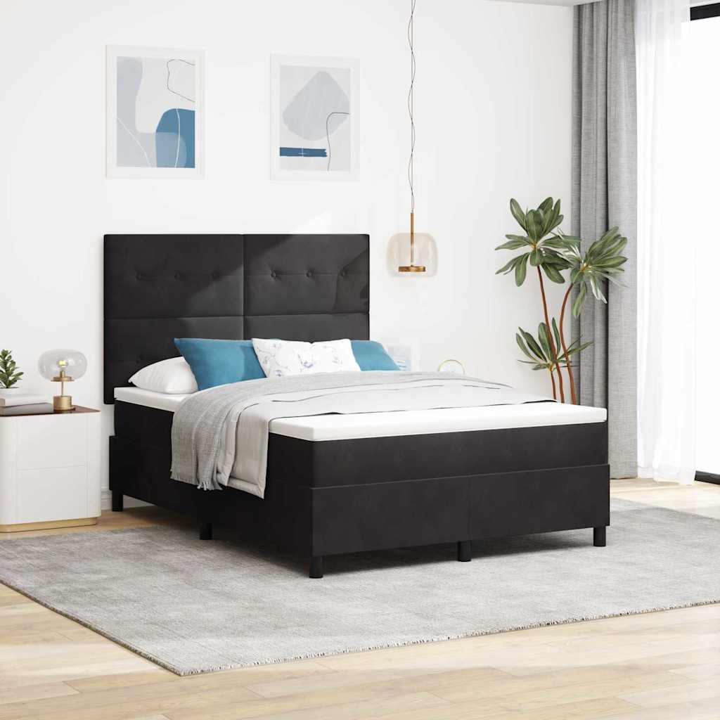 Box spring seng med hovedgærde Sort 160 x 200 cm Fløjl