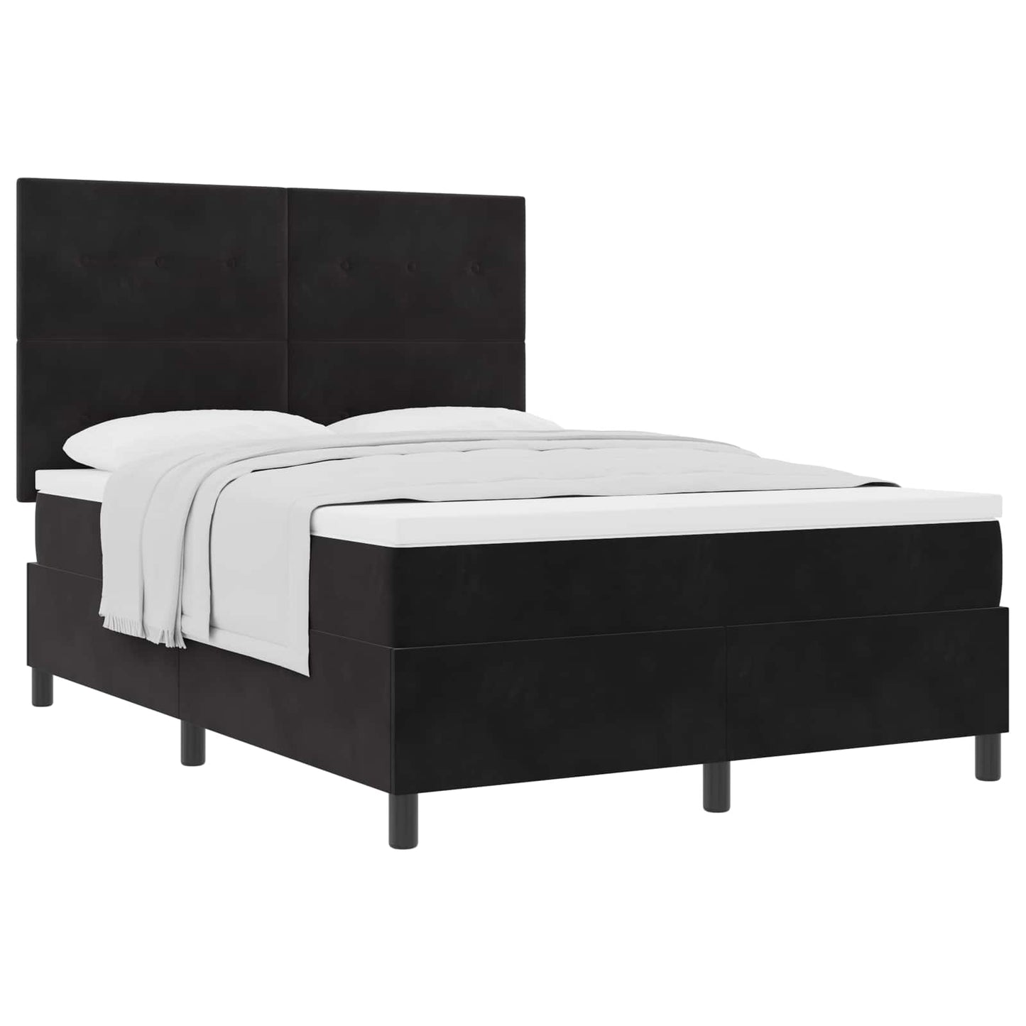 Box spring seng med hovedgærde Sort 160 x 200 cm Fløjl