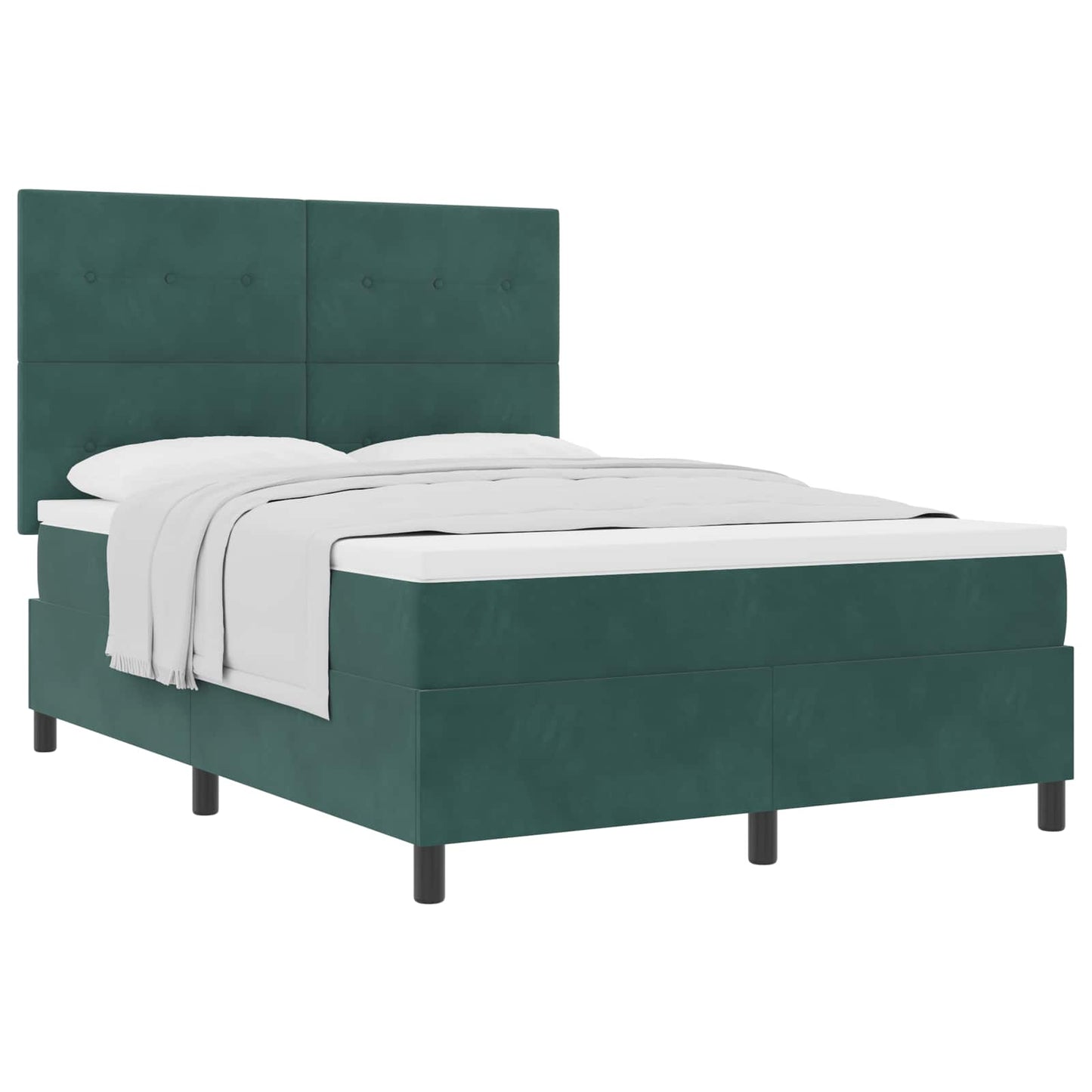 Box spring seng med hovedgærde Mørkegrøn 160 x 200 cm Fløjl