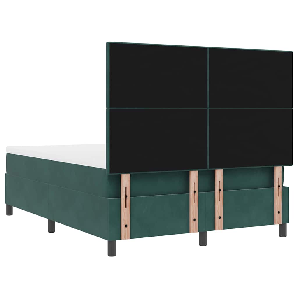 Box spring seng med hovedgærde Mørkegrøn 160 x 200 cm Fløjl
