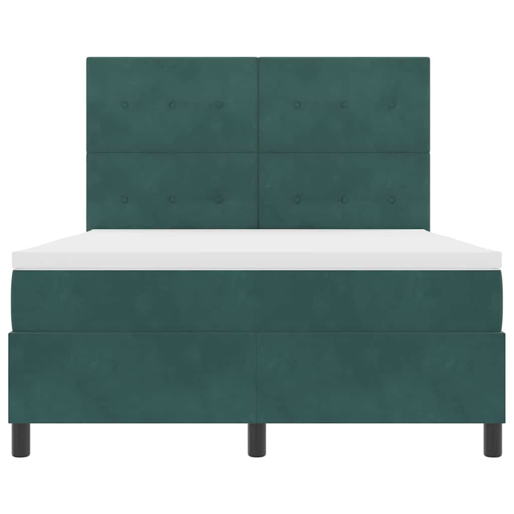 Box spring seng med hovedgærde Mørkegrøn 160 x 200 cm Fløjl