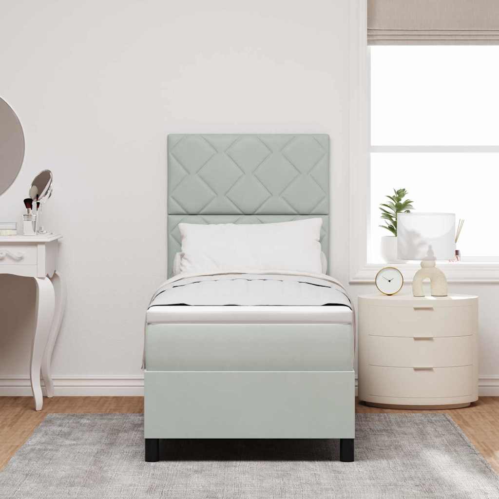 Box spring seng med hovedgærde Lysegrå 80 x 200 cm Fløjl