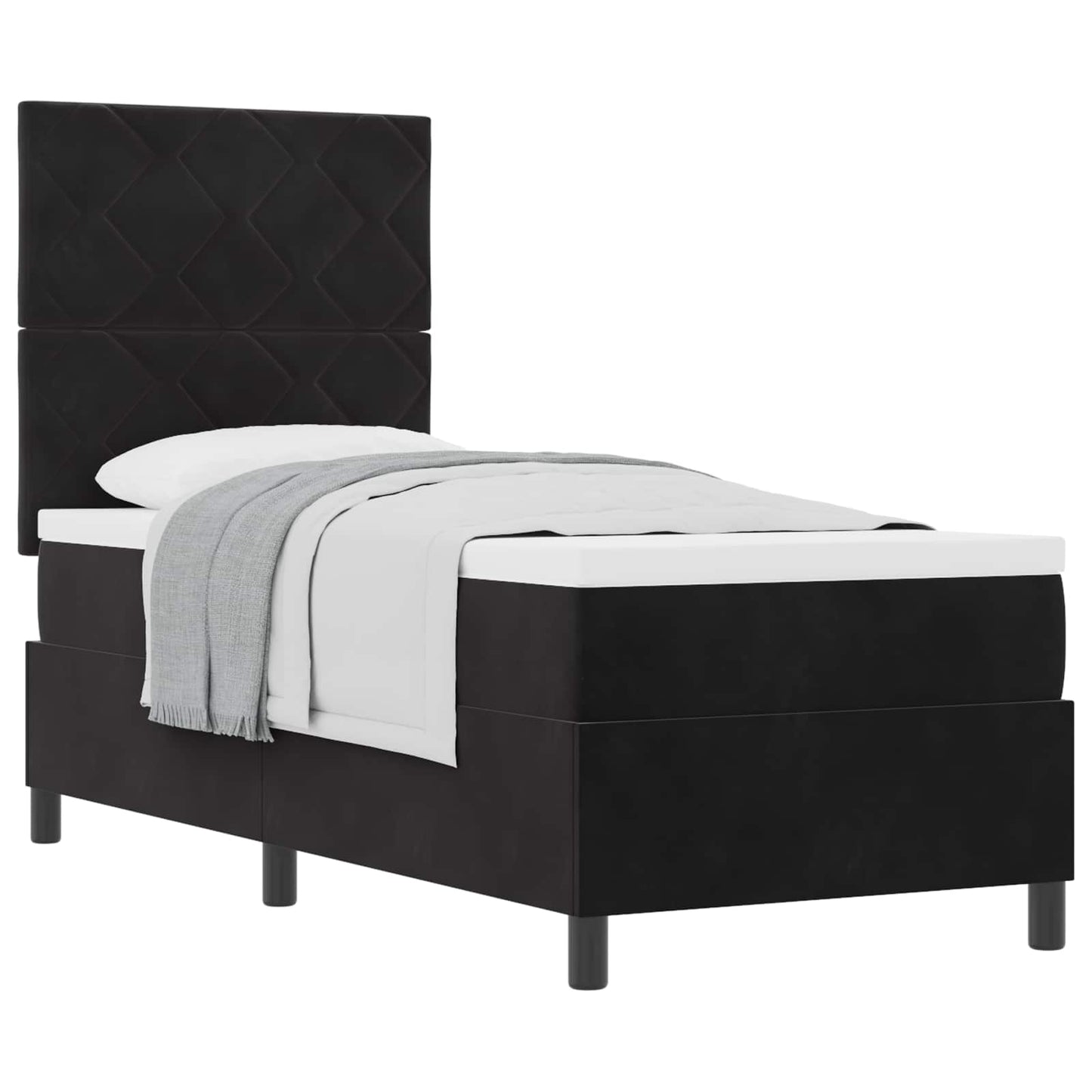 Box spring seng med hovedgærde Sort 80 x 200 cm Fløjl