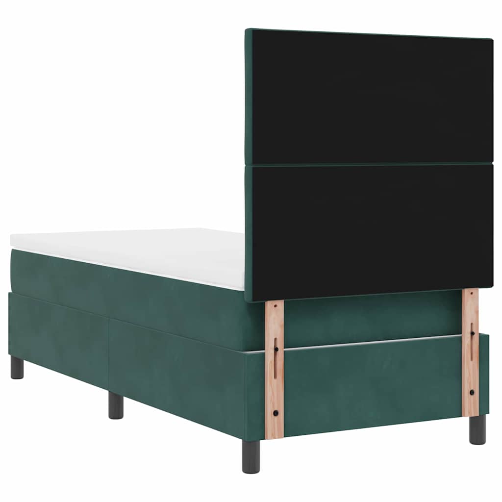 Box spring seng med hovedgærde Mørkegrøn 90 x 200 cm Fløjl