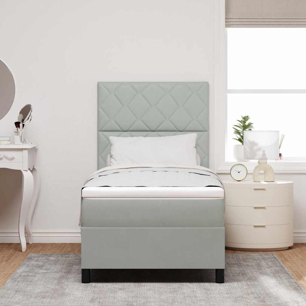 Box spring seng med hovedgærde Lysegrå 100 x 200 cm Fløjl