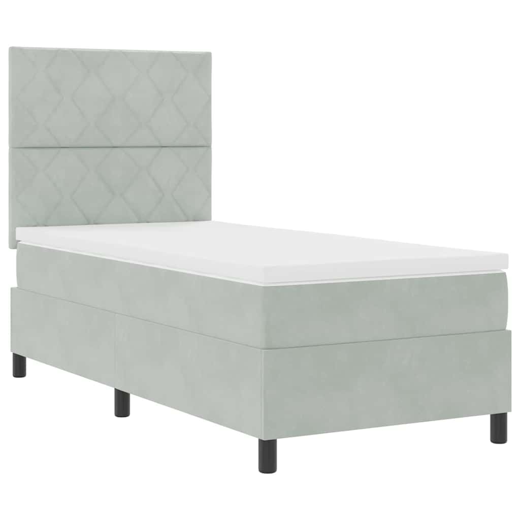 Box spring seng med hovedgærde Lysegrå 100 x 200 cm Fløjl