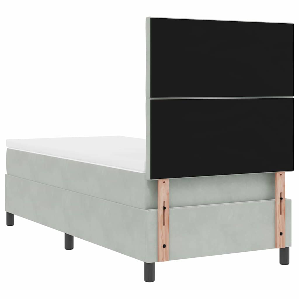 Box spring seng med hovedgærde Lysegrå 100 x 200 cm Fløjl