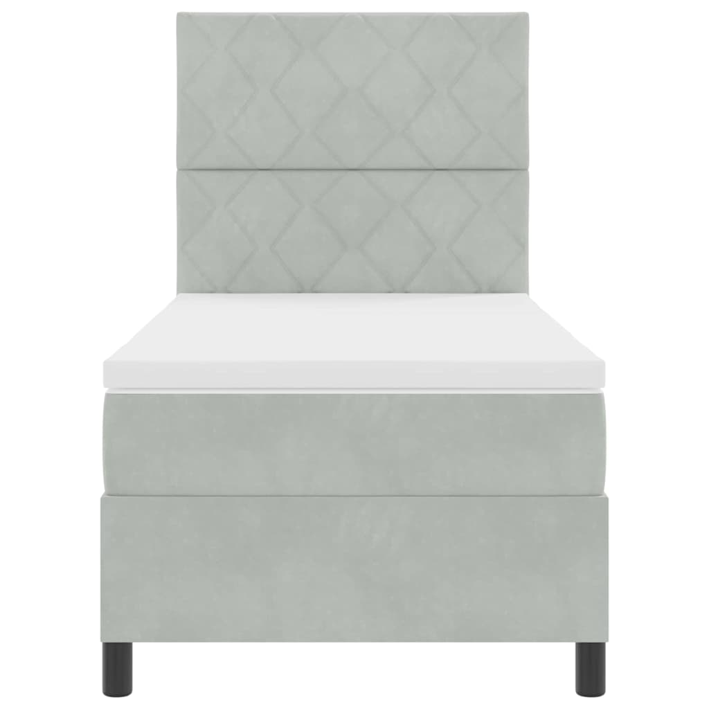 Box spring seng med hovedgærde Lysegrå 100 x 200 cm Fløjl