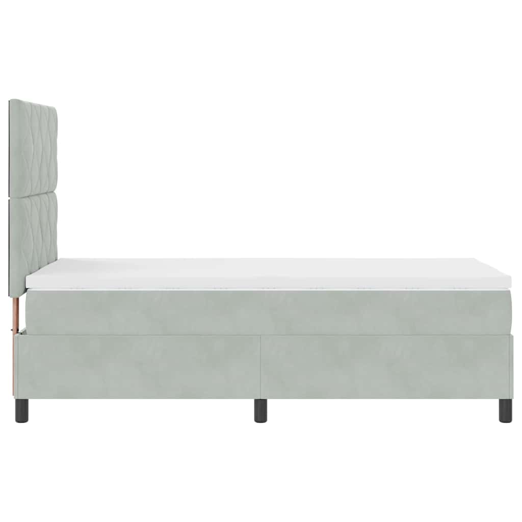 Box spring seng med hovedgærde Lysegrå 100 x 200 cm Fløjl