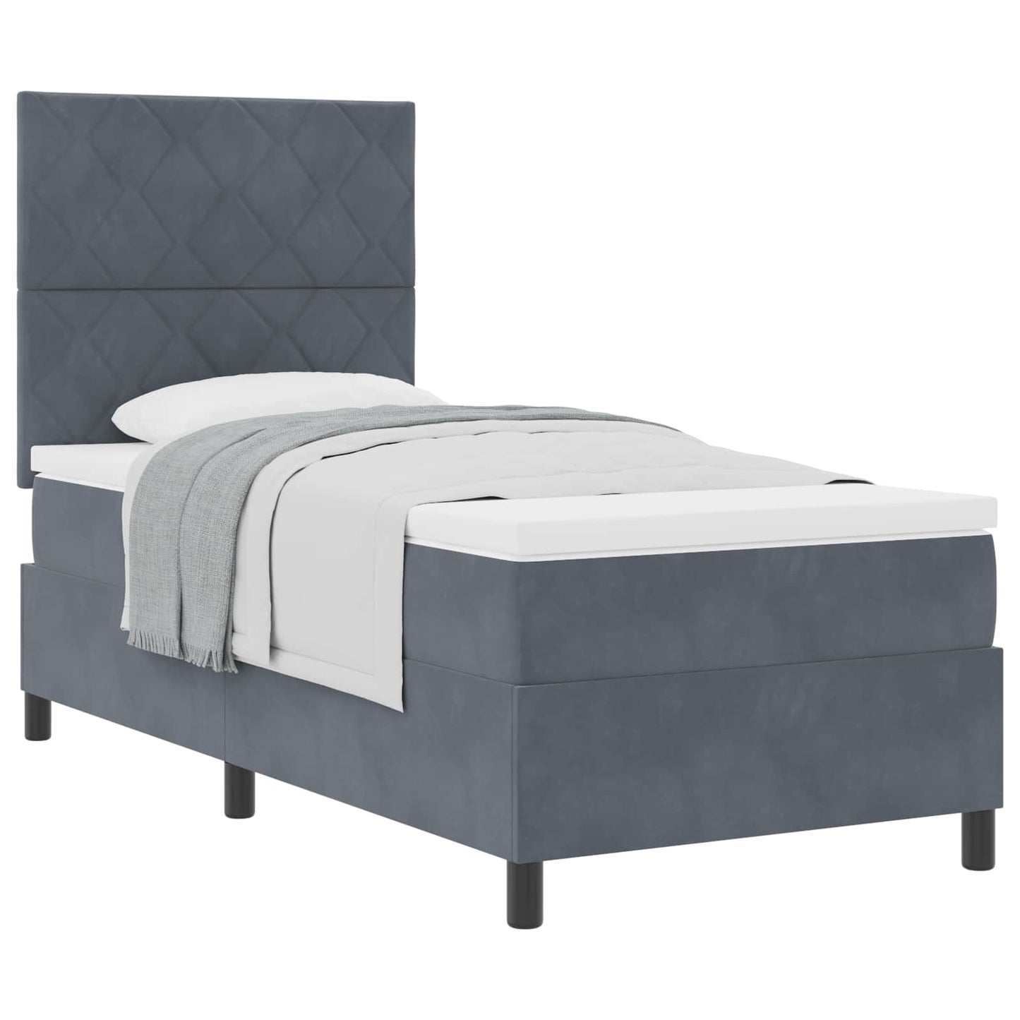 Box spring seng med hovedgærde Mørkegrå 100 x 200 cm Fløjl