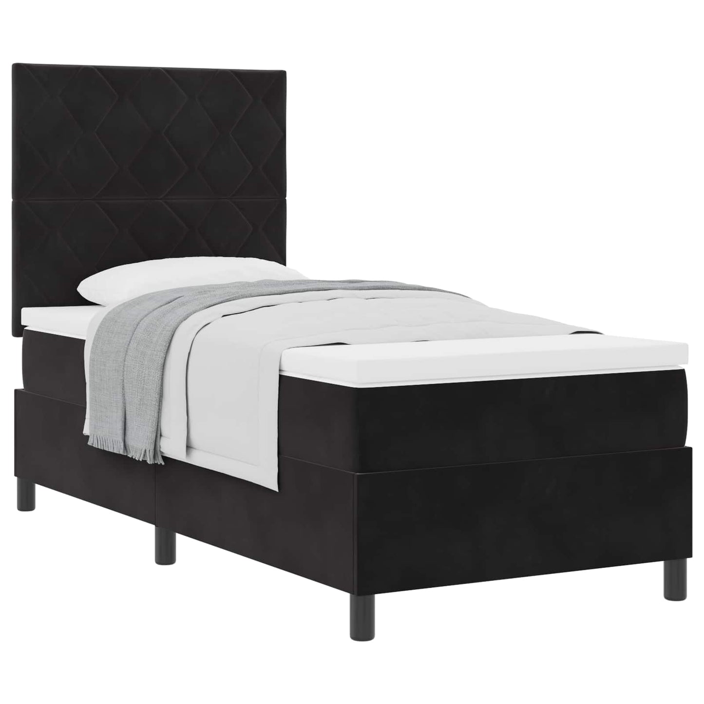 Box spring seng med hovedgærde Sort 100 x 200 cm Fløjl