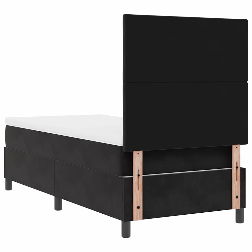 Box spring seng med hovedgærde Sort 100 x 200 cm Fløjl