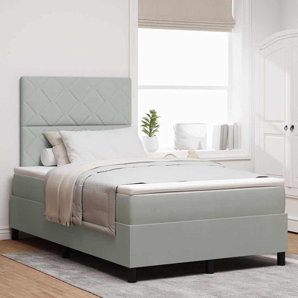 Box spring seng med hovedgærde Lysegrå 120 x 190 cm Fløjl