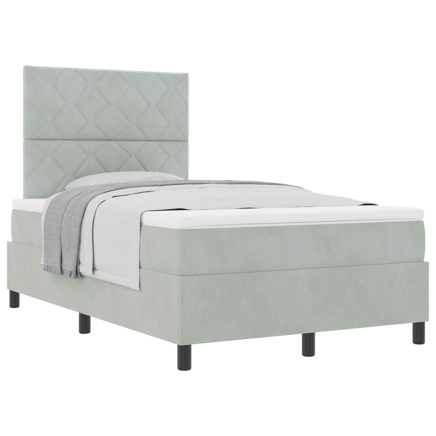 Box spring seng med hovedgærde Lysegrå 120 x 190 cm Fløjl