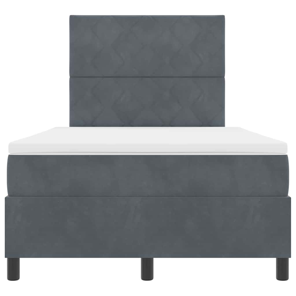 Box spring seng med hovedgærde Mørkegrå 120 x 190 cm Fløjl