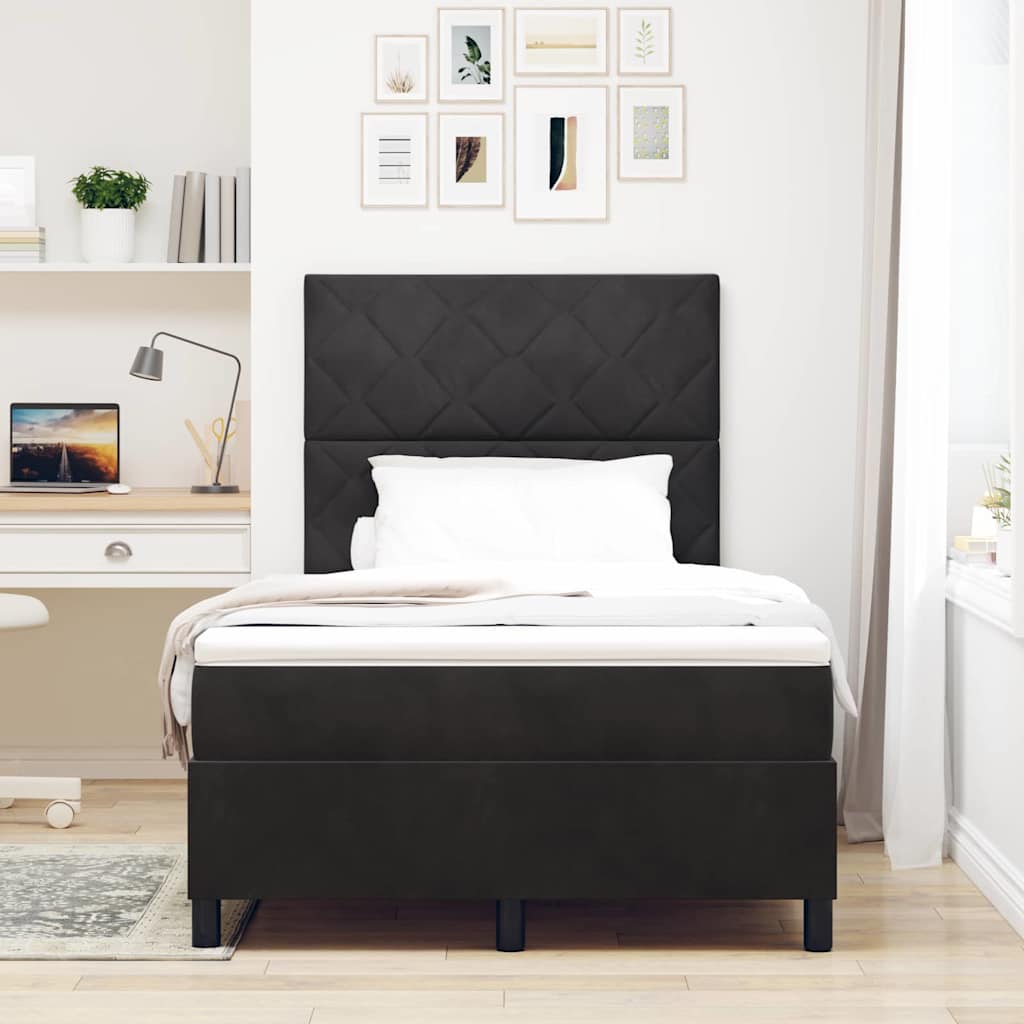Box spring seng med hovedgærde Sort 120 x 190 cm Fløjl