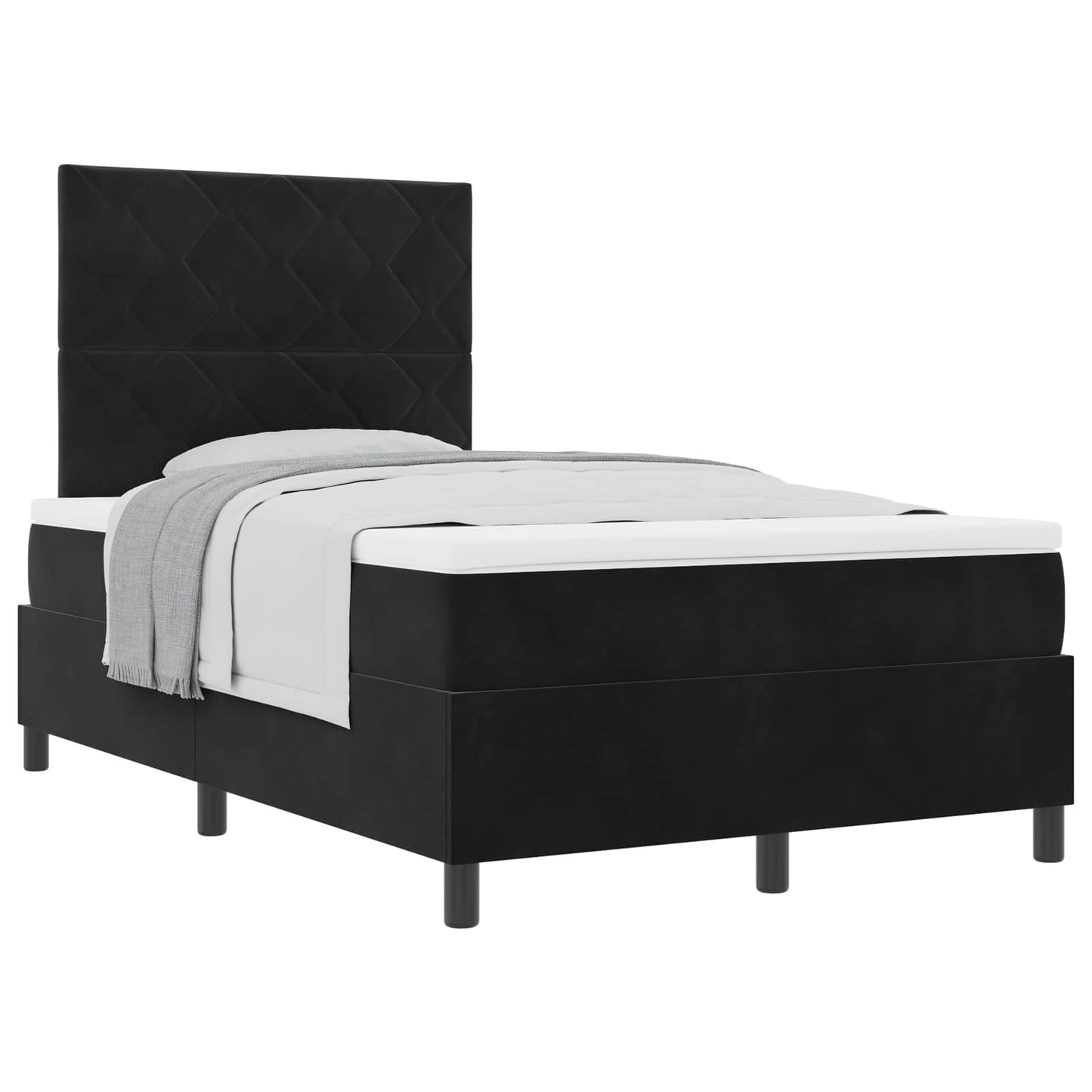 Box spring seng med hovedgærde Sort 120 x 190 cm Fløjl