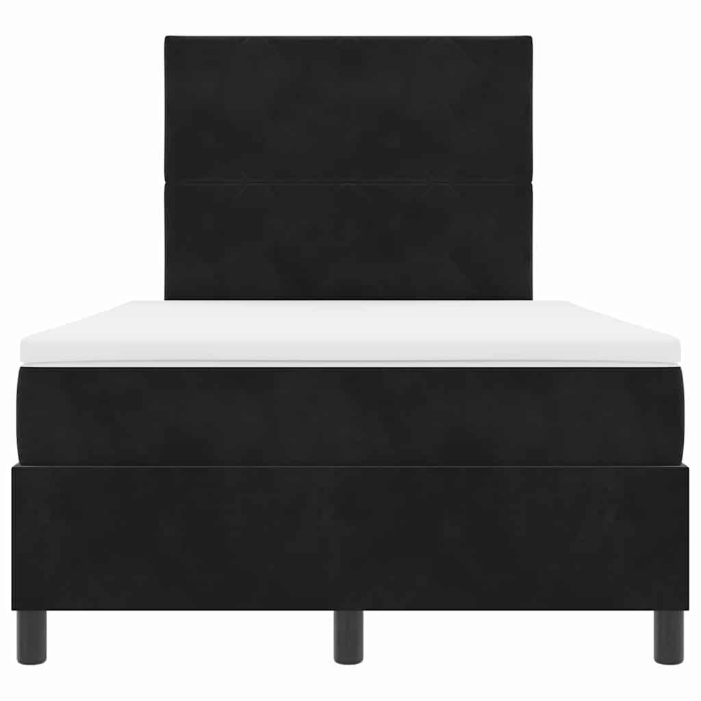 Box spring seng med hovedgærde Sort 120 x 190 cm Fløjl