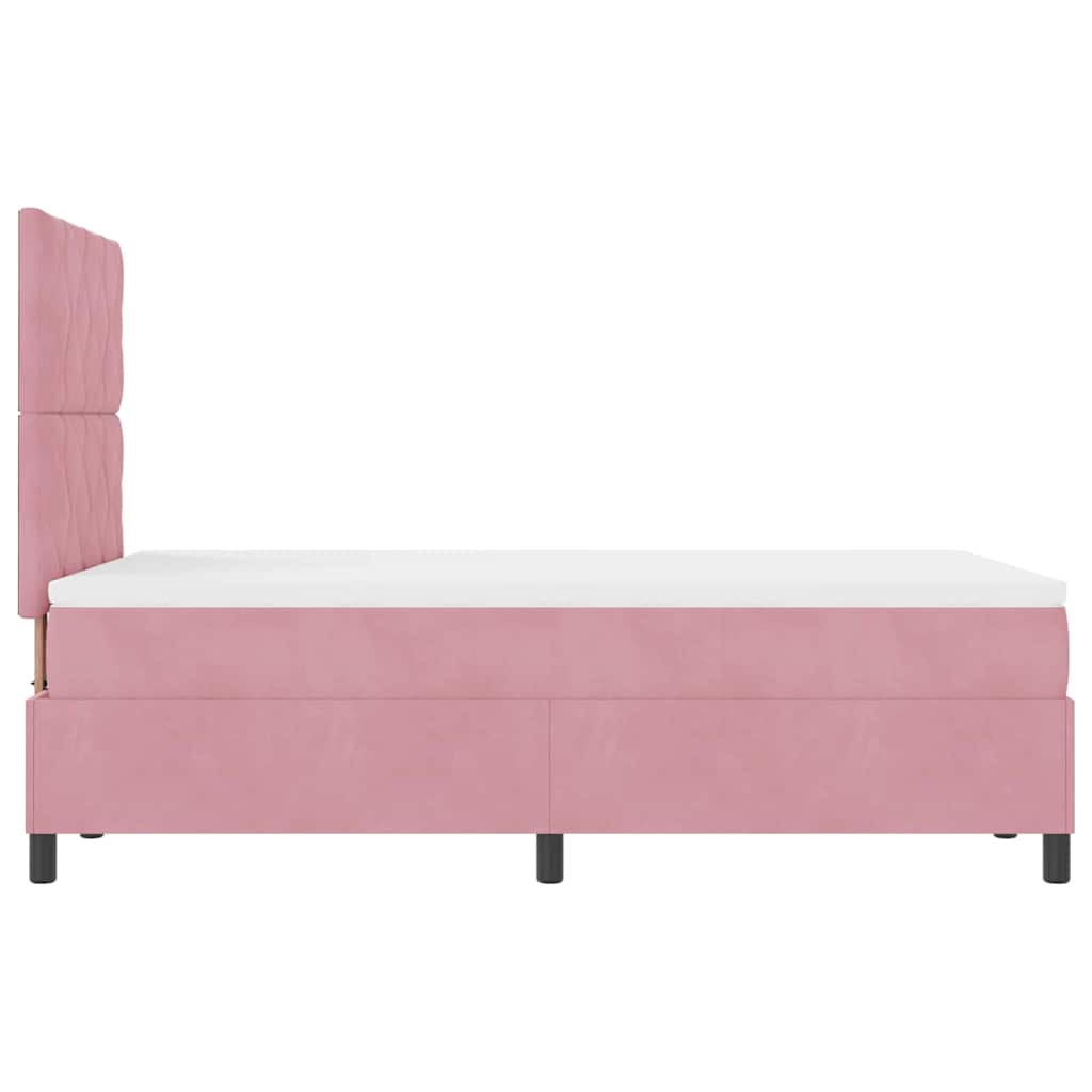 Box spring seng med hovedgærde Lyserød 120 x 190 cm Fløjl