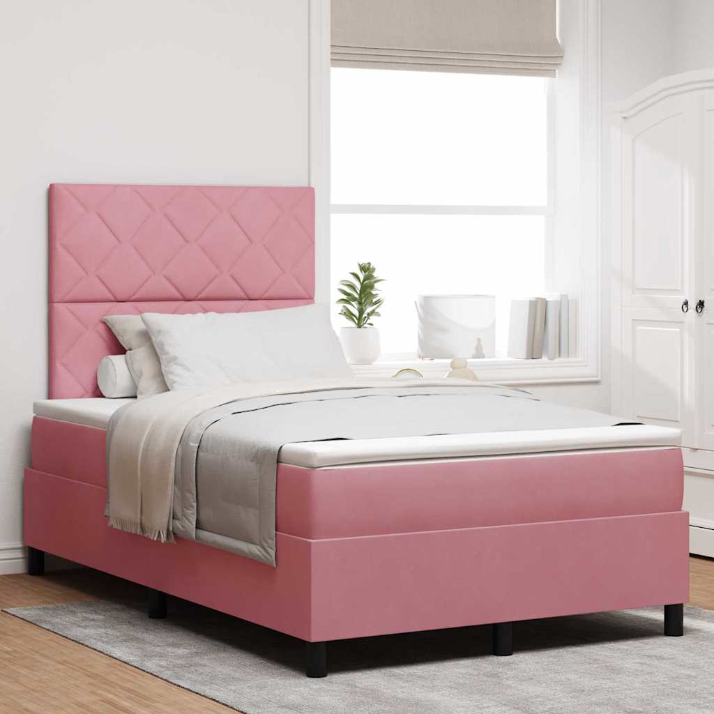 Box spring seng med hovedgærde Lyserød 120 x 200 cm Fløjl